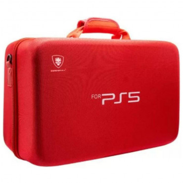 Сумка для консоли и геймпадов жесткая PS5 красный