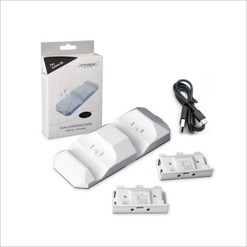 Зарядная станция XB One S Dual Charging Dock+2 шт АКБ 500 mAh с подсветкой White TYX-695S DOBE
