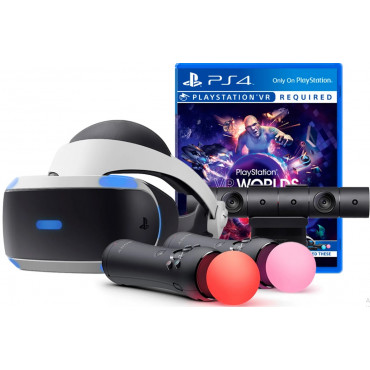 Шлем виртуальной реальности Sony PlayStation VR Камера, мувы для PS4, игра VR World (Б/У)
